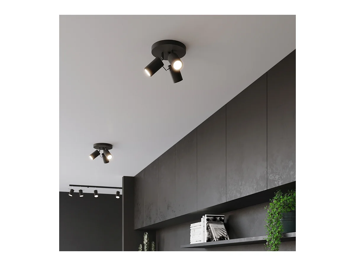 Plafony nowoczesny Briix, stal - 3 źródło światła 3000K - L.20 x H.18 cm - czarny