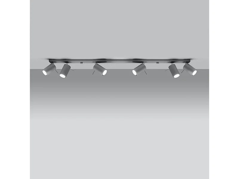 Plafonniers Briix moderne en acier - 6 sources lumineuses 3000K - L.118 x H.16 cm - gris