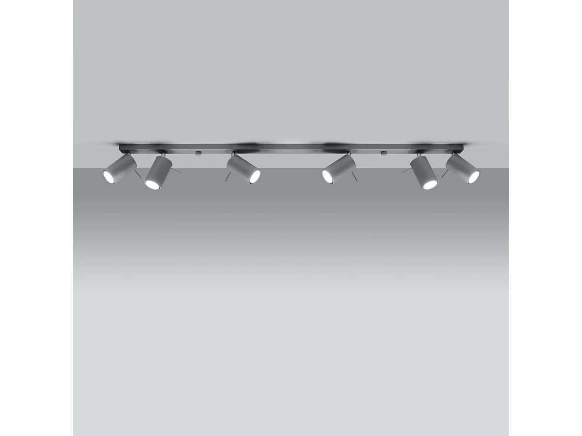 Plafonniers Briix moderne en acier - 6 sources lumineuses 3000K - L.118 x H.16 cm - gris