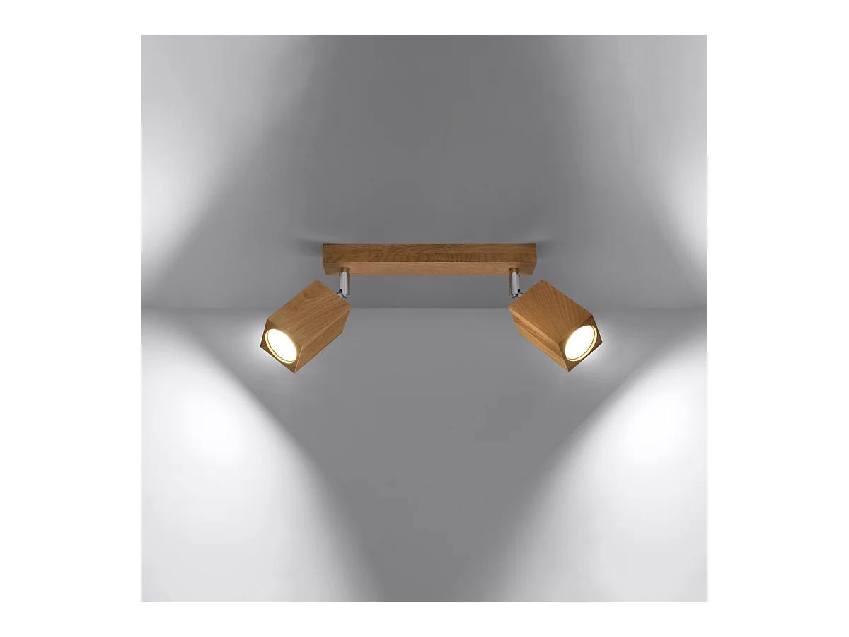 Plafonniers Zezu scandinave en bois - 2 sources lumineuses 3000K - L.30 x H.20 cm - chêne
