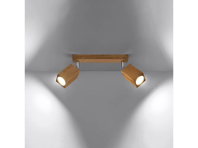 Plafondlampen Zezu Scandinavisch van  - 2 lichtbronnen 3000K - L.30 x H.20 cm - eik