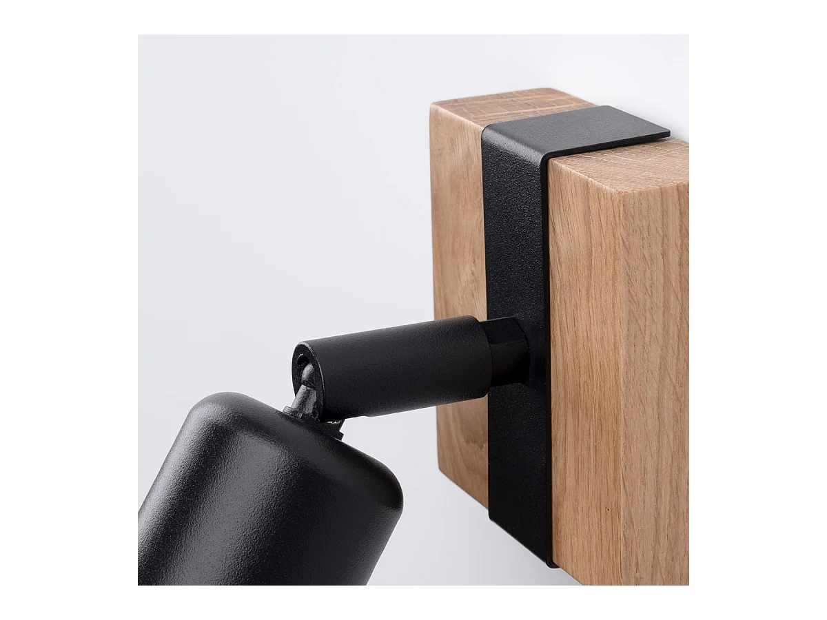 Plafony nowoczesny Shad, stal/drewno - 1 źródło światła 3000K - L.14 x H.11 cm - czarny/drewno