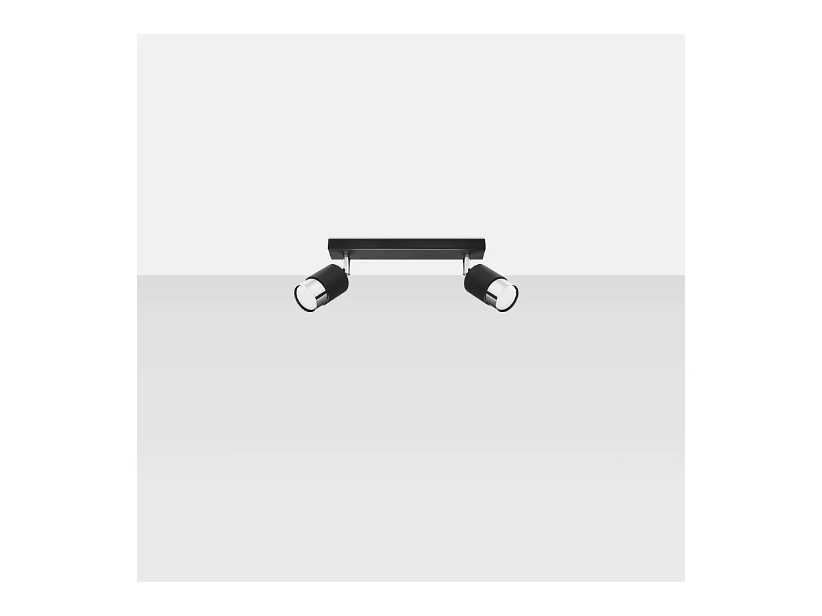 Plafony nowoczesny Alvor, stal - 2 źródło światła 3000K - L.30 x H.18 cm - czarny/chrom