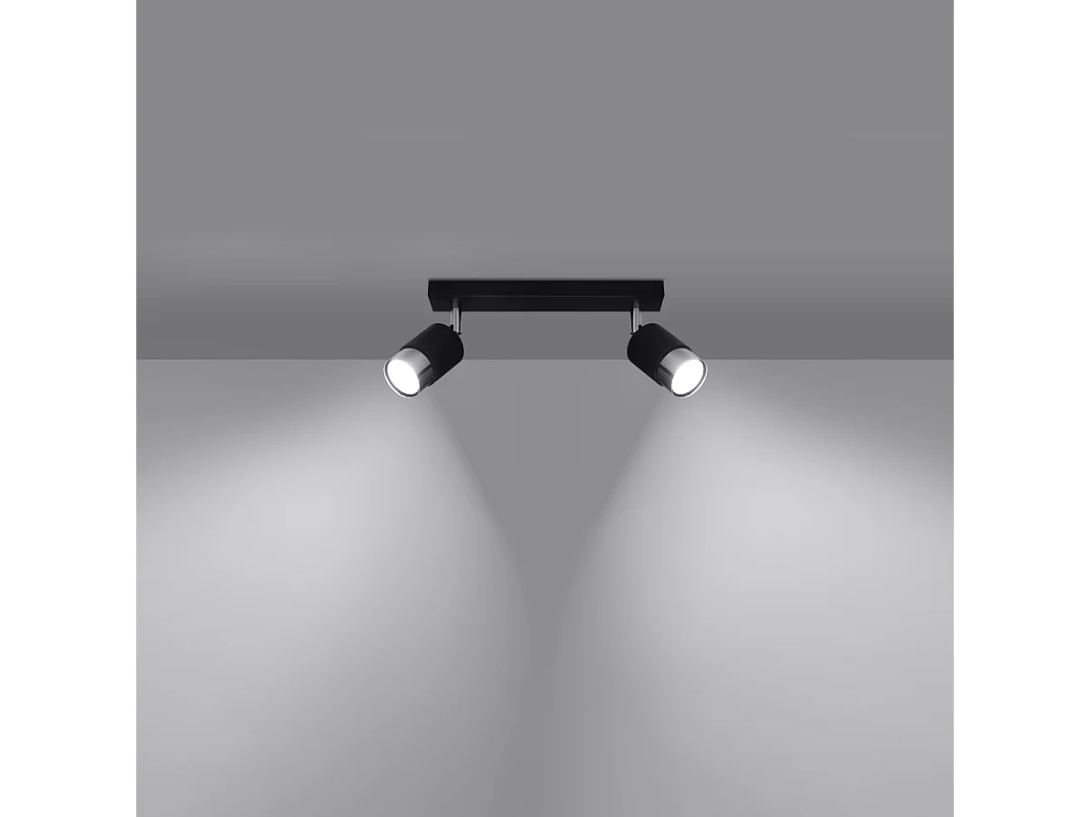 Plafonniers Alvor moderne en acier - 2 sources lumineuses 3000K - L.30 x H.18 cm - noir/chromé