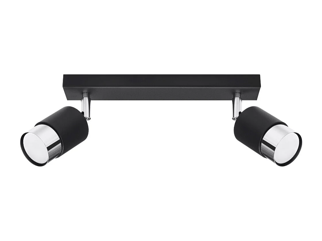 Plafonniers Alvor moderne en acier - 2 sources lumineuses 3000K - L.30 x H.18 cm - noir/chromé