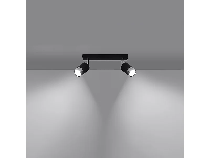 Plafonniers Alvor moderne en acier - 2 sources lumineuses 3000K - L.30 x H.18 cm - noir/chromé