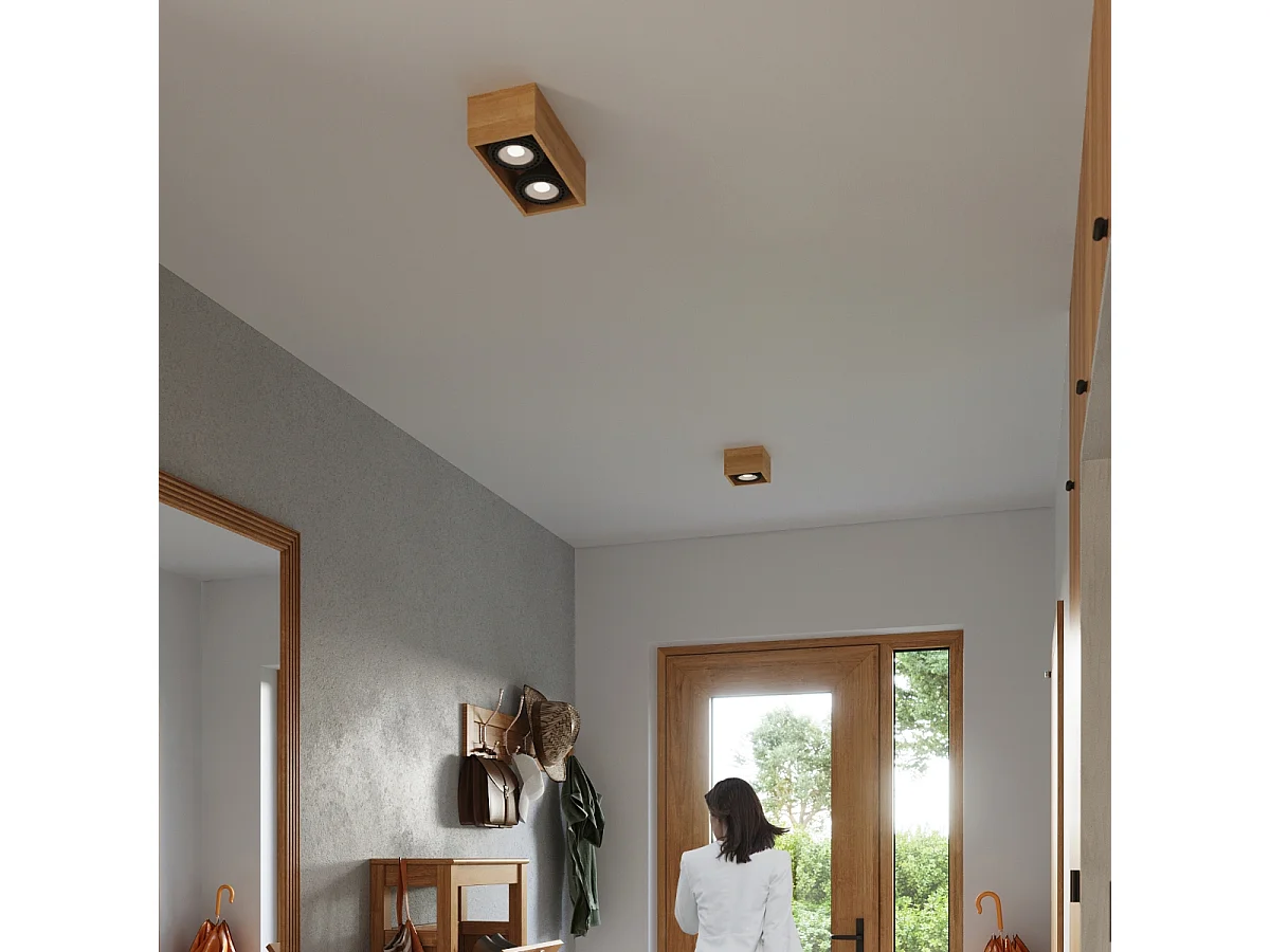 Plafonniers Zentra scandinave en bois - 1 sources lumineuses 3000K - L.14 x H.10 cm - bois naturel