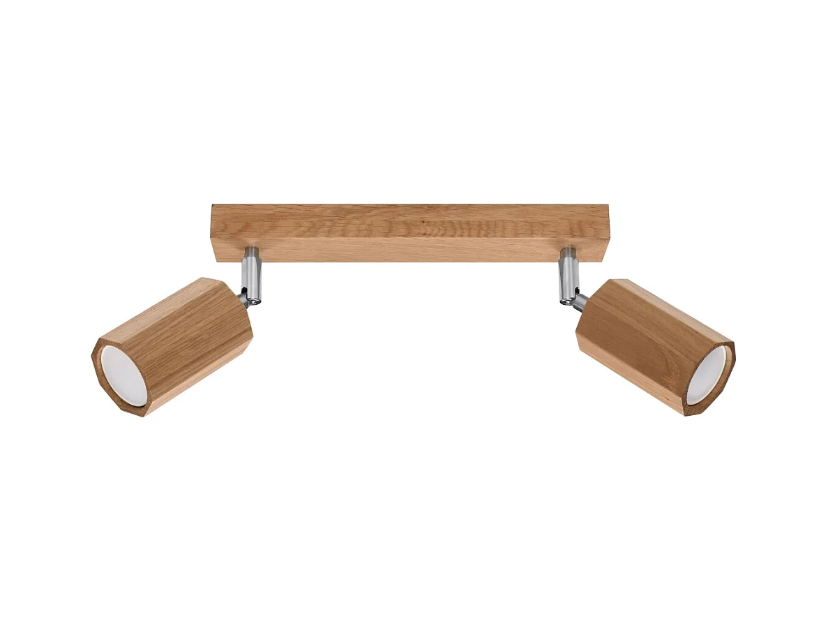 Plafony skandynawski Xenor, drewno - 2 źródło światła 3000K - L.30 x H.20 cm - dąb