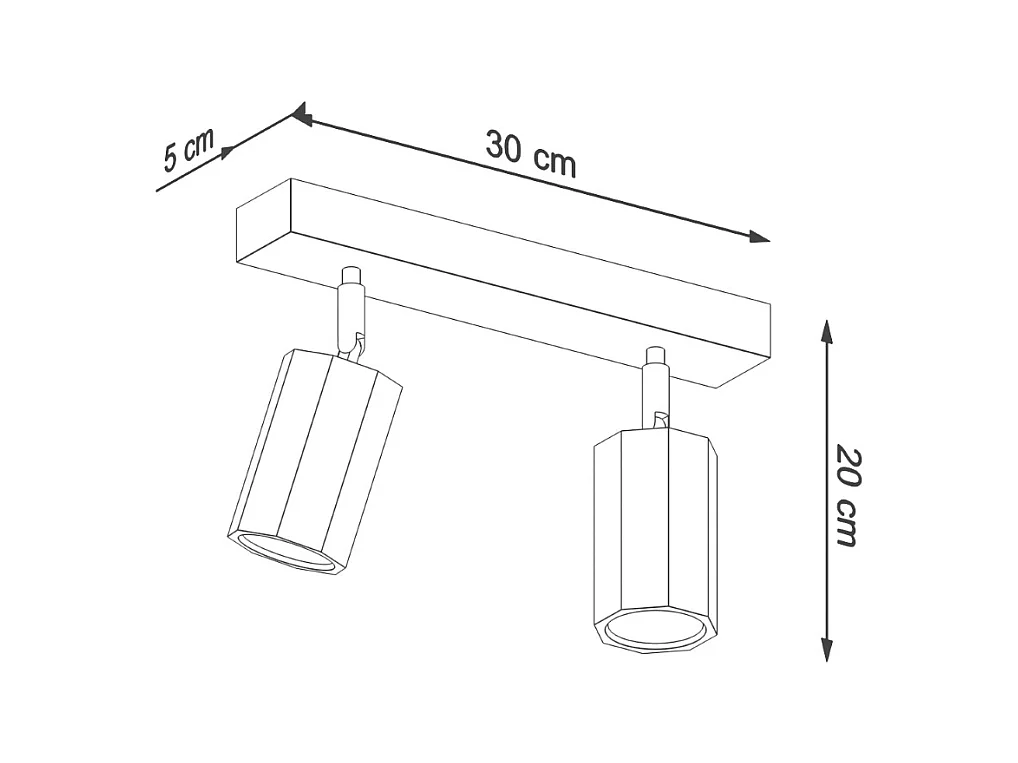 Plafony skandynawski Xenor, drewno - 2 źródło światła 3000K - L.30 x H.20 cm - dąb