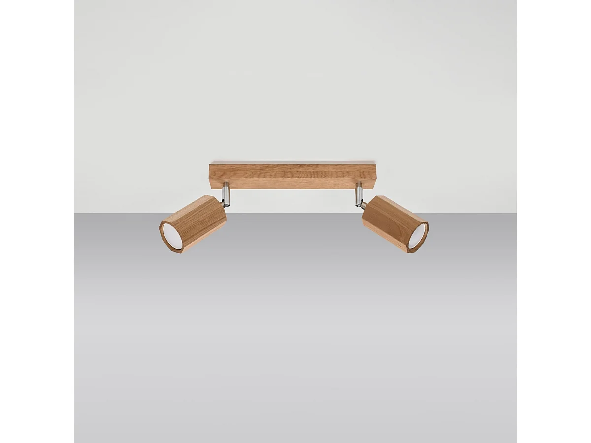 Plafonniers Xenor scandinave en bois - 2 sources lumineuses 3000K - L.30 x H.20 cm - chêne