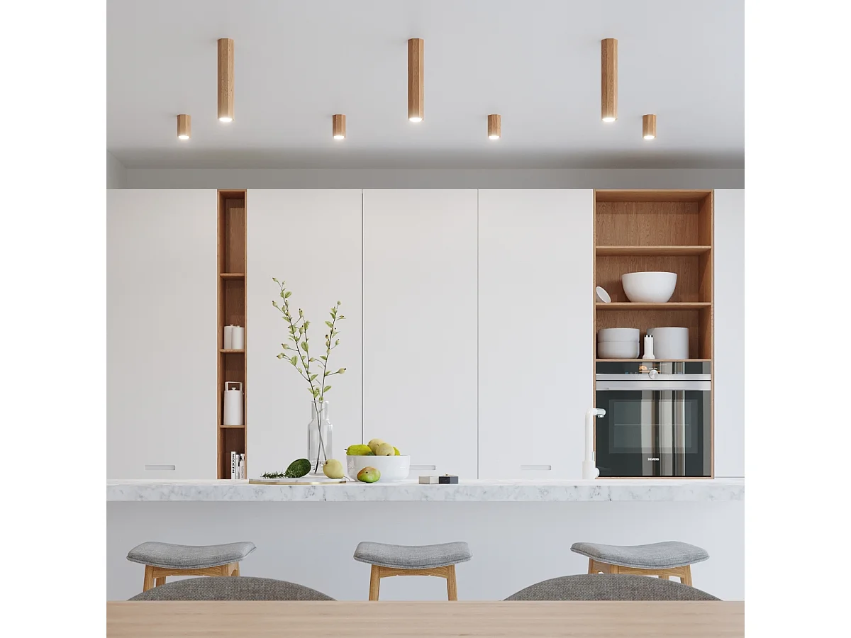 Plafonniers Xenor scandinave en bois - 2 sources lumineuses 3000K - L.30 x H.20 cm - chêne