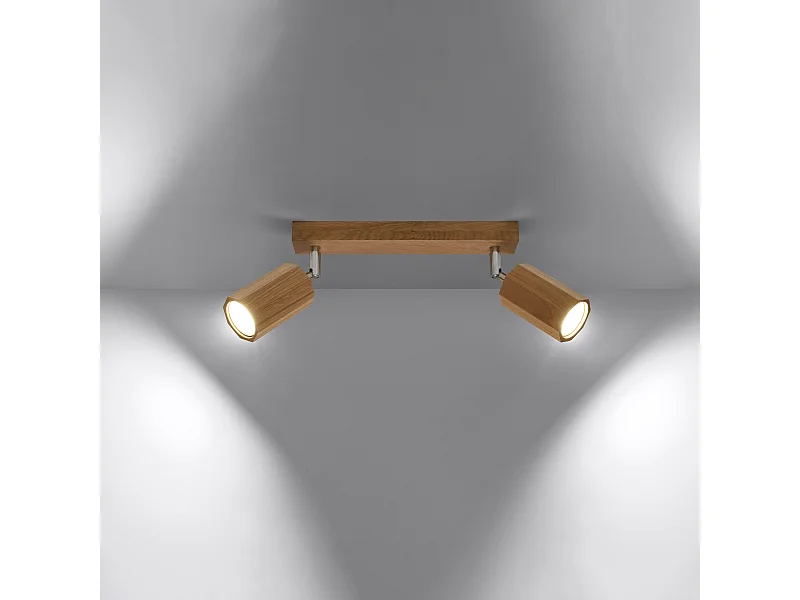 Plafonniers Xenor scandinave en bois - 2 sources lumineuses 3000K - L.30 x H.20 cm - chêne