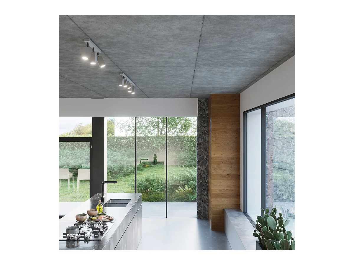 Plafonniers Briow moderne en acier - 2 sources lumineuses 3000K - L.30 x H.16 cm - gris