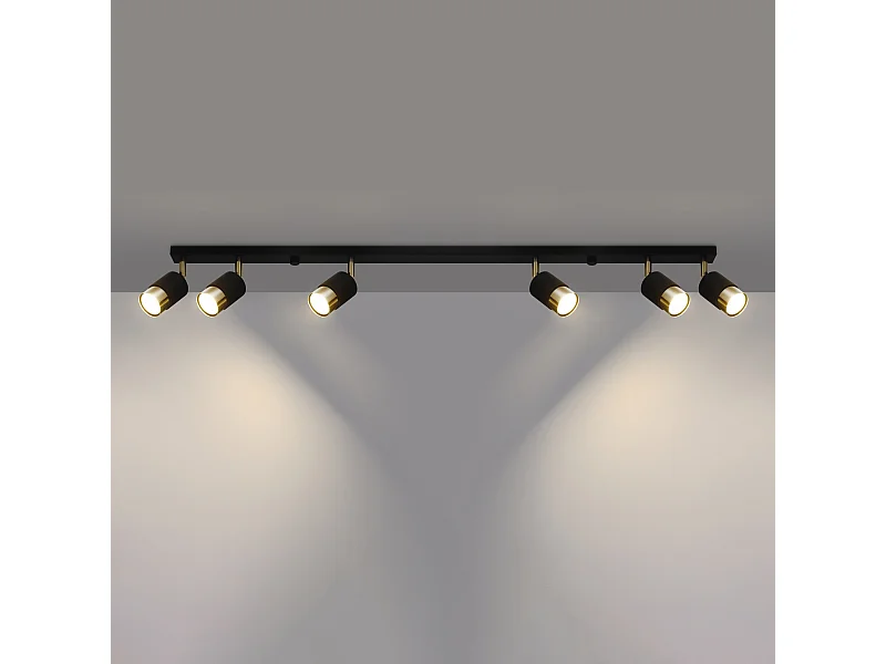 Plafondlampen Alvor modern van  - 6 lichtbronnen 3000K - L.117 x H.18 cm - zwart goud