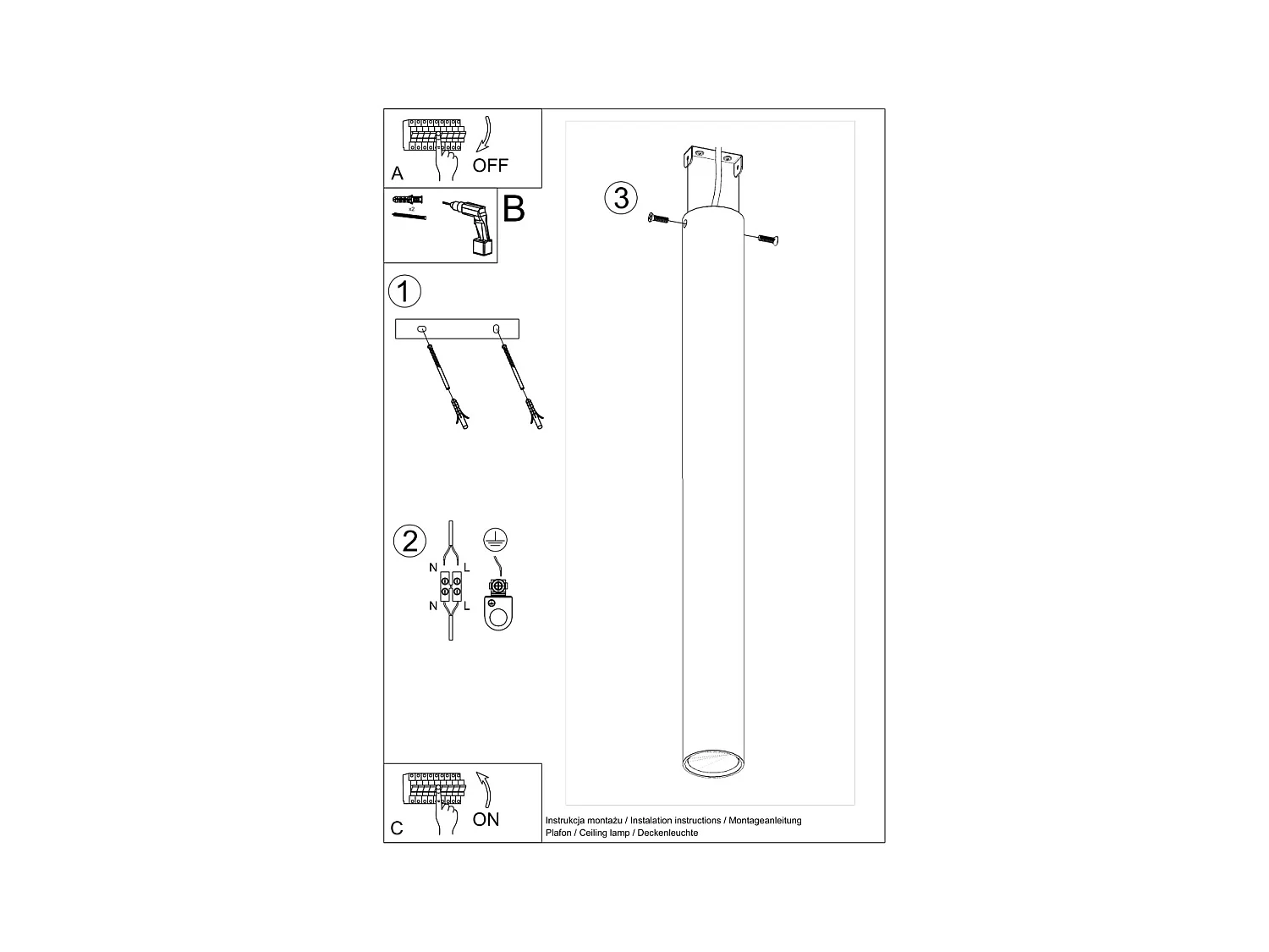 Plafondlampen Toris modern van  - 1 lichtbronnen 3000K - L.6 x H.60 cm - wit