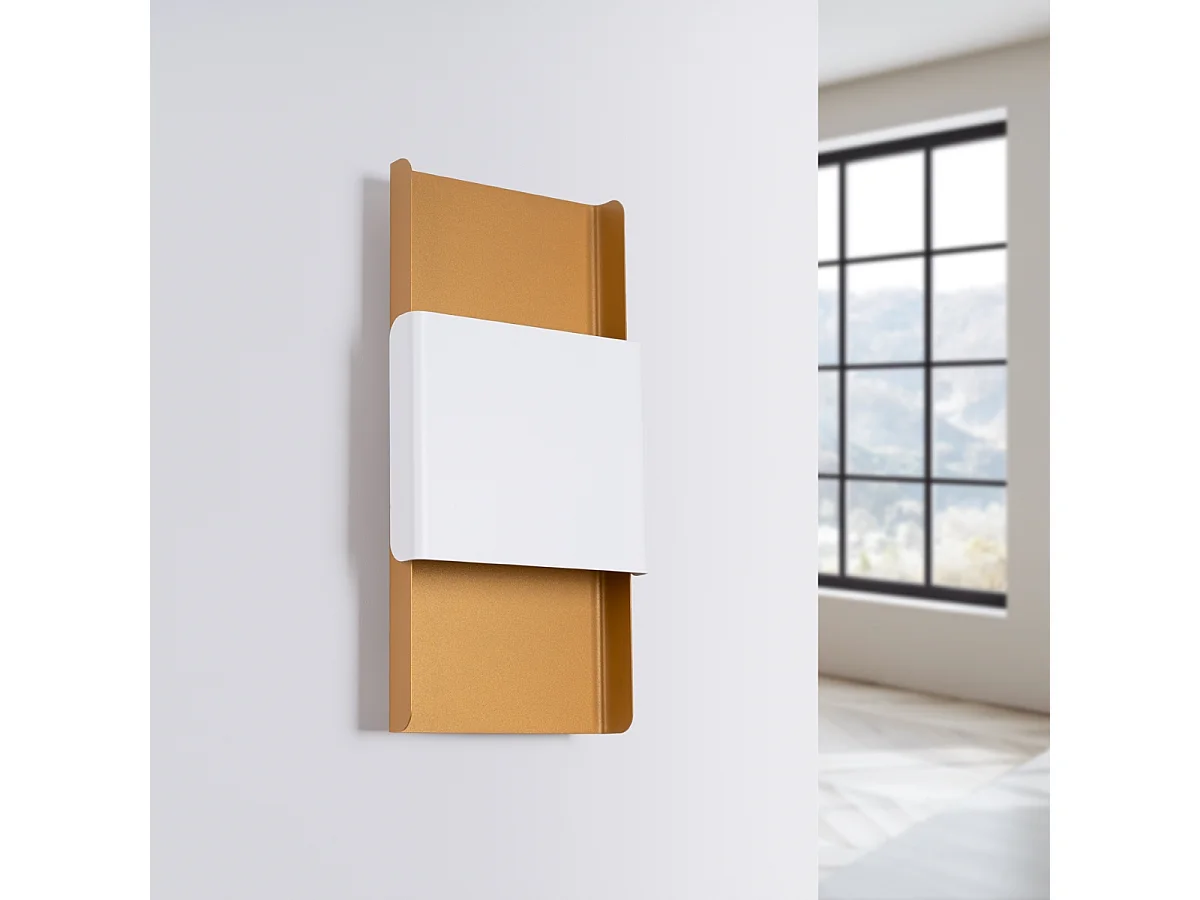 Plafonnier Zelfon moderne en acier - 2 sources lumineuses 3000K - L.20 x H.40 cm - or/blanc