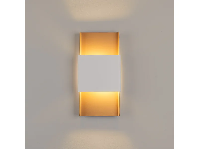 Candeeiros de parede Zelfon moderno, aço - 2 fontes de luz 3000K - L.20 x H.40 cm - ouro/branco