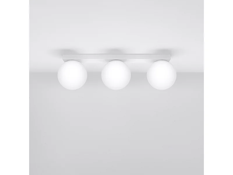 Plafonniers Zynfi moderne en acier/verre - 3 sources lumineuses 4000K - L.50 x H.14,5 cm - blanc