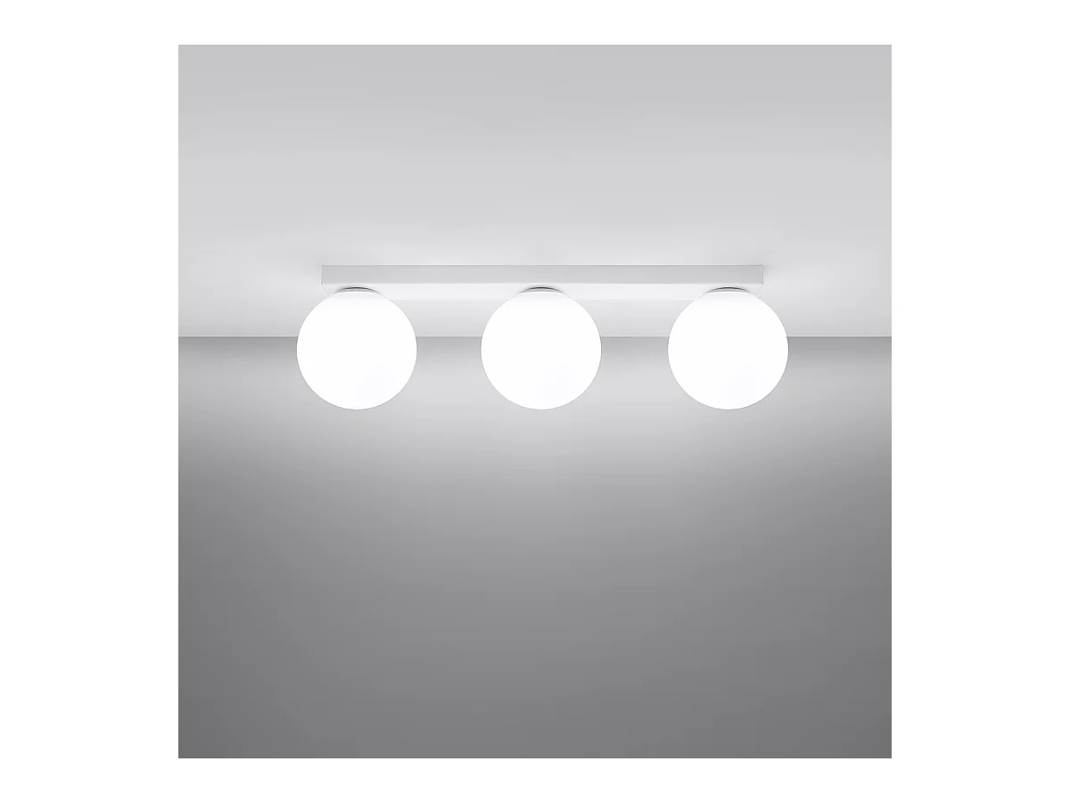 Plafonniers Zynfi moderne en acier/verre - 3 sources lumineuses 4000K - L.50 x H.14,5 cm - blanc