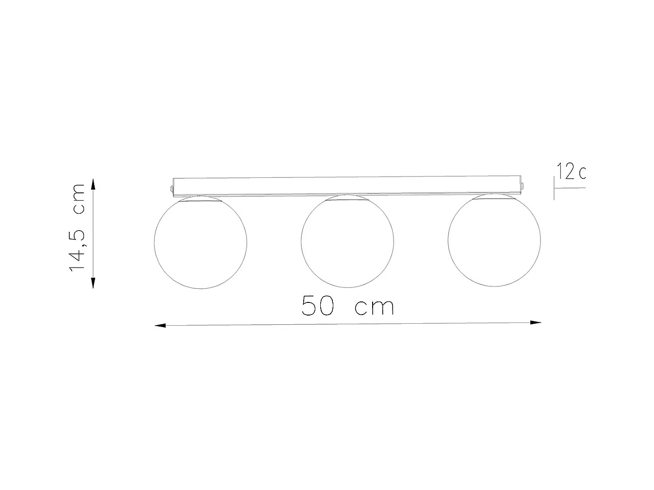Plafonniers Zynfi moderne en acier/verre - 3 sources lumineuses 4000K - L.50 x H.14,5 cm - blanc