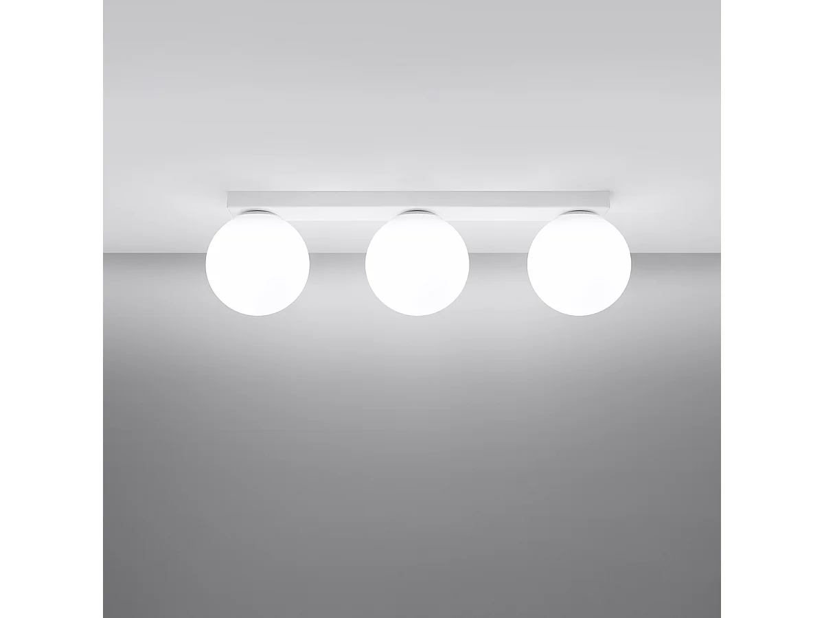 Plafonniers Zynfi moderne en acier/verre - 3 sources lumineuses 4000K - L.50 x H.14,5 cm - blanc