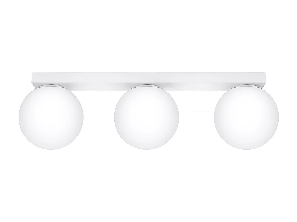 Plafonniers Zynfi moderne en acier/verre - 3 sources lumineuses 4000K - L.50 x H.14,5 cm - blanc
