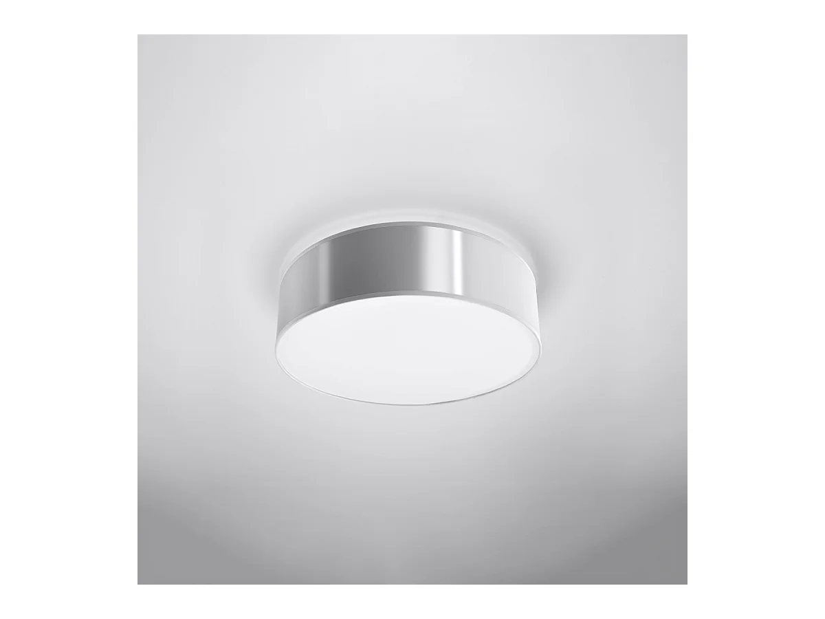 Plafonniers Cercle minimaliste en PVC - 2 sources lumineuses 3000K - L.35 x H.11 cm - gris