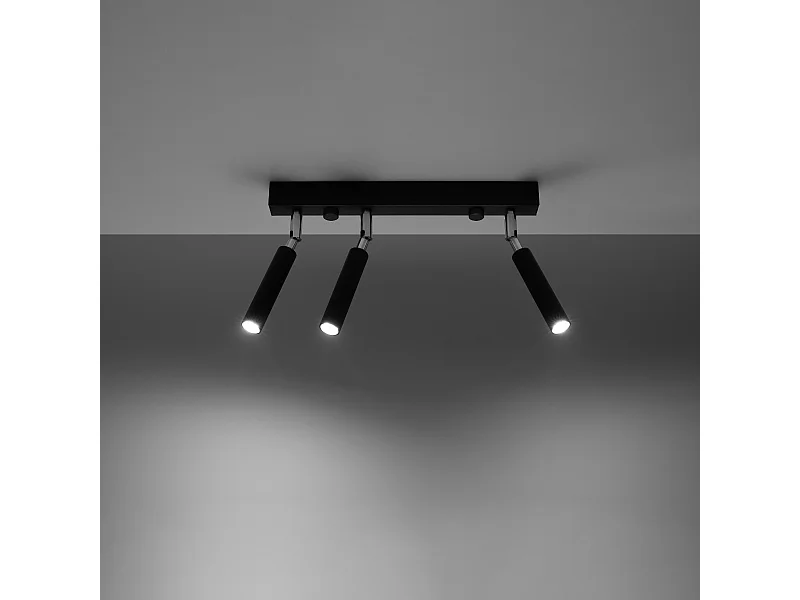 Plafonniers Astix moderne en aluminium - 3 sources lumineuses 3000K - L.35 x H.20 cm - noir