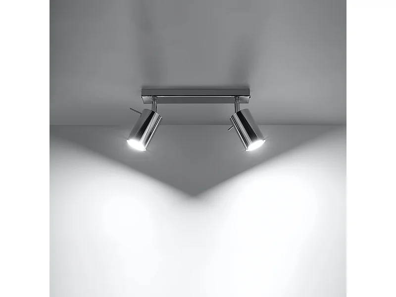 Plafonniers Briix moderne en acier - 2 sources lumineuses 3000K - L.30 x H.16 cm - chrome