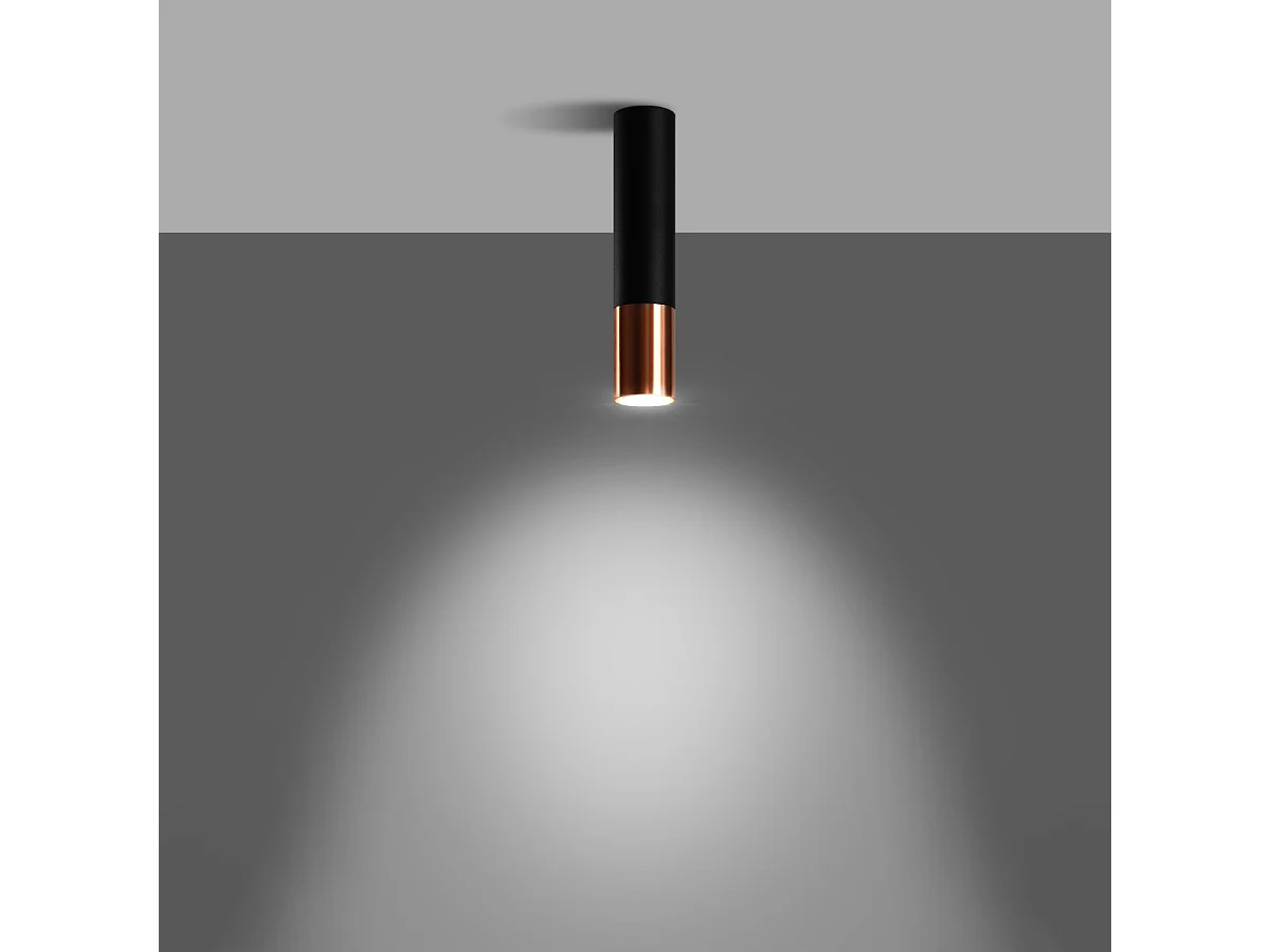 Plafonniers Zarpex moderne en acier - 1 sources lumineuses 3000K - L.6 x H.29 cm - noir/cuivre