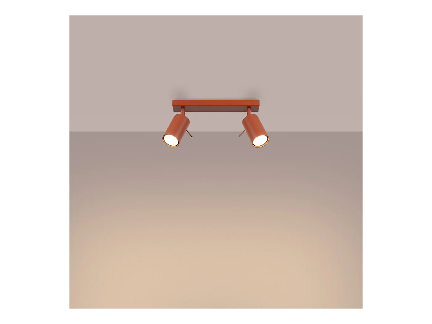 Lampa sufitowa nowoczesny Briix, stal - 2 źródło światła 4000K - L.30 x H.17 cm - ochra czerwona