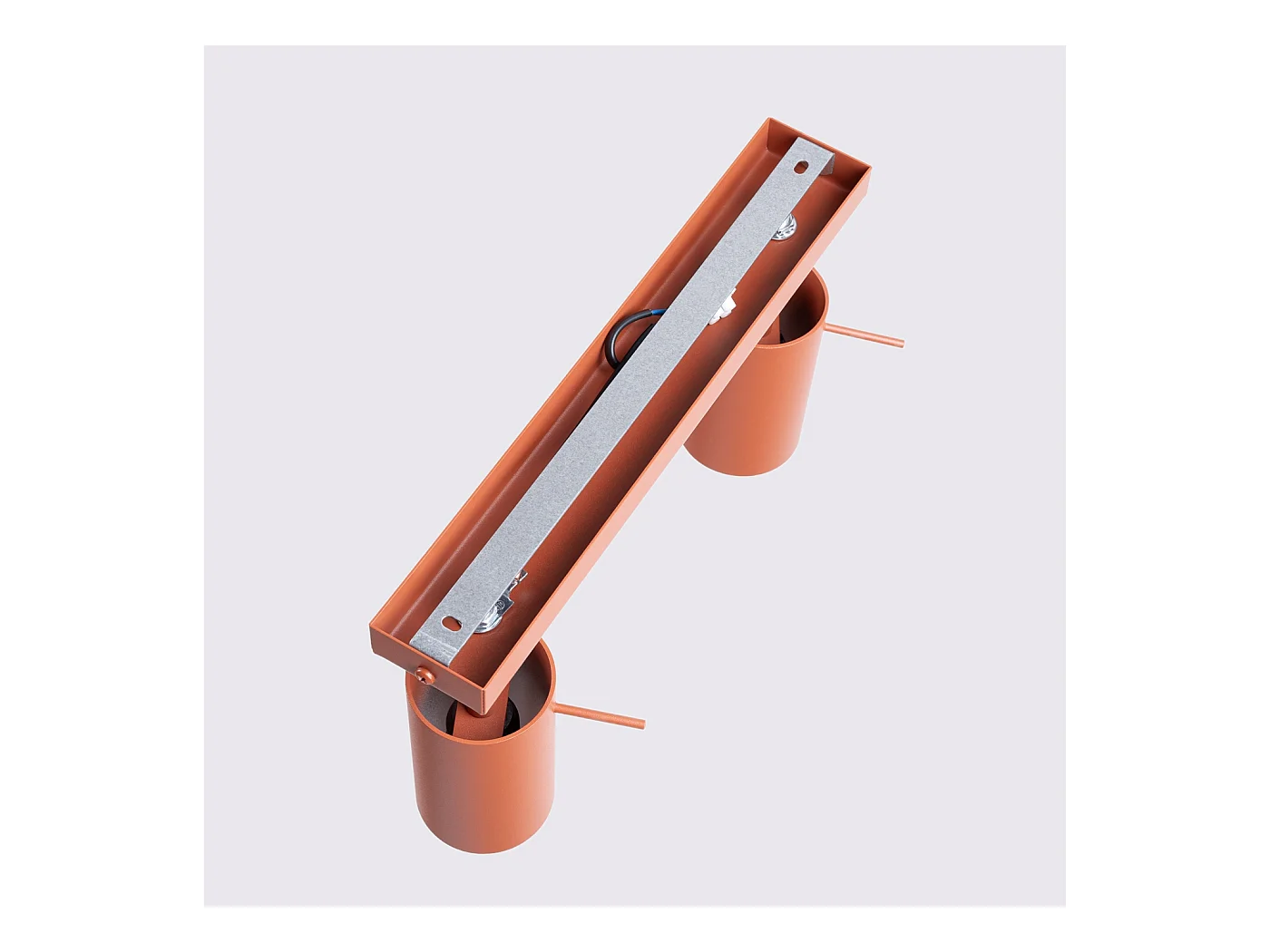 Lampa sufitowa nowoczesny Briix, stal - 2 źródło światła 4000K - L.30 x H.17 cm - ochra czerwona