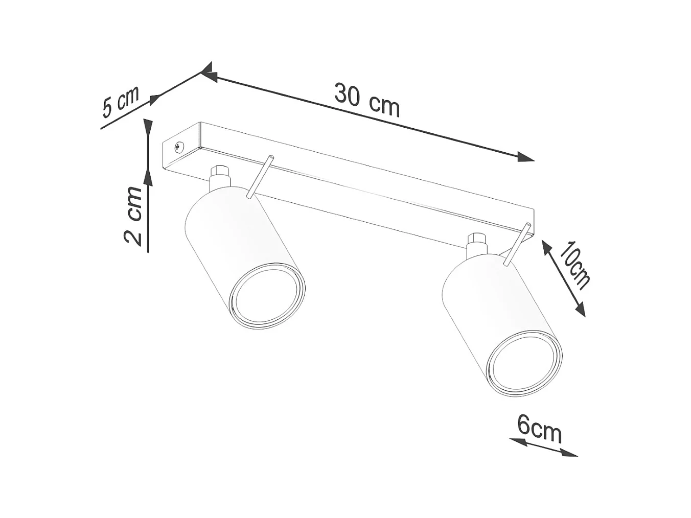 Lampa sufitowa nowoczesny Briix, stal - 2 źródło światła 4000K - L.30 x H.17 cm - ochra czerwona