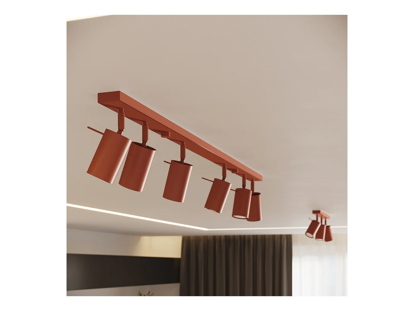 Lampa sufitowa nowoczesny Briix, stal - 2 źródło światła 4000K - L.30 x H.17 cm - ochra czerwona