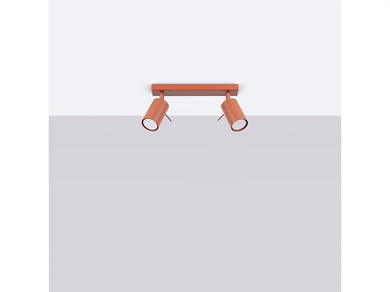 Plafonnier Briix moderne en acier - 2 sources lumineuses 4000K - L.30 x H.17 cm - ocre rouge