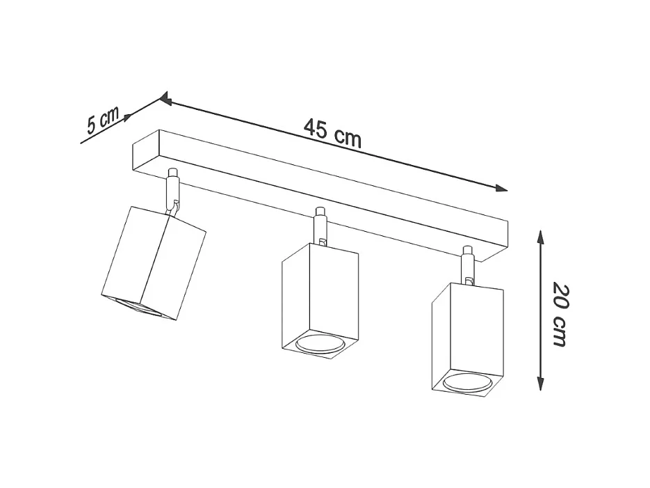 Plafony skandynawski Zezu, drewno - 3 źródło światła 3000K - L.45 x H.20 cm - dąb