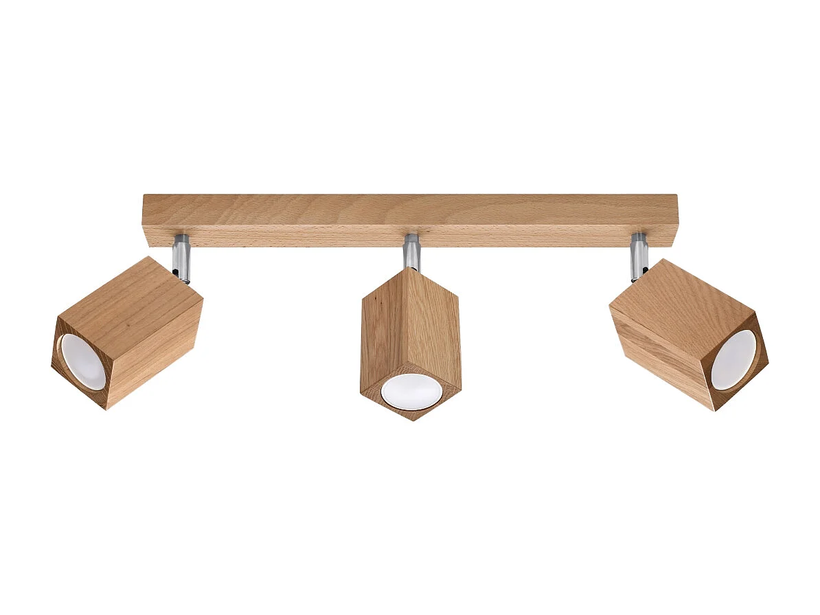 Plafonniers Zezu scandinave en bois - 3 sources lumineuses 3000K - L.45 x H.20 cm - chêne