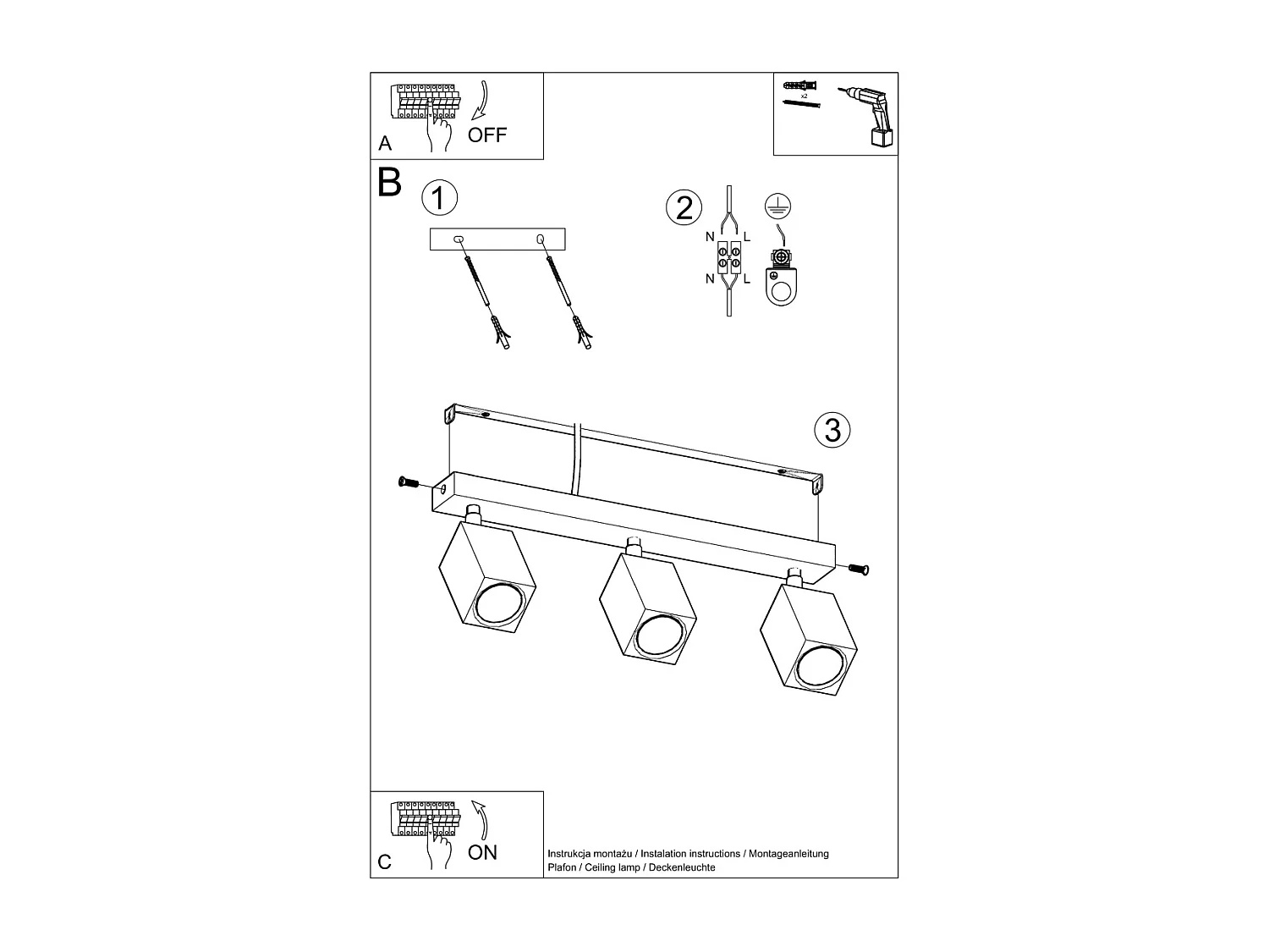 Plafonniers Zezu scandinave en bois - 3 sources lumineuses 3000K - L.45 x H.20 cm - chêne