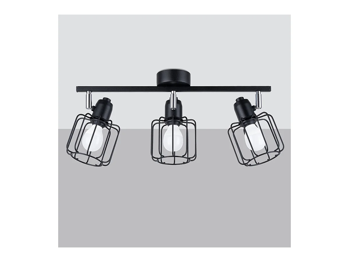 Plafondlampen Celubi modern van  - 3 lichtbronnen 3000K - L.48 x H.19 cm - zwart