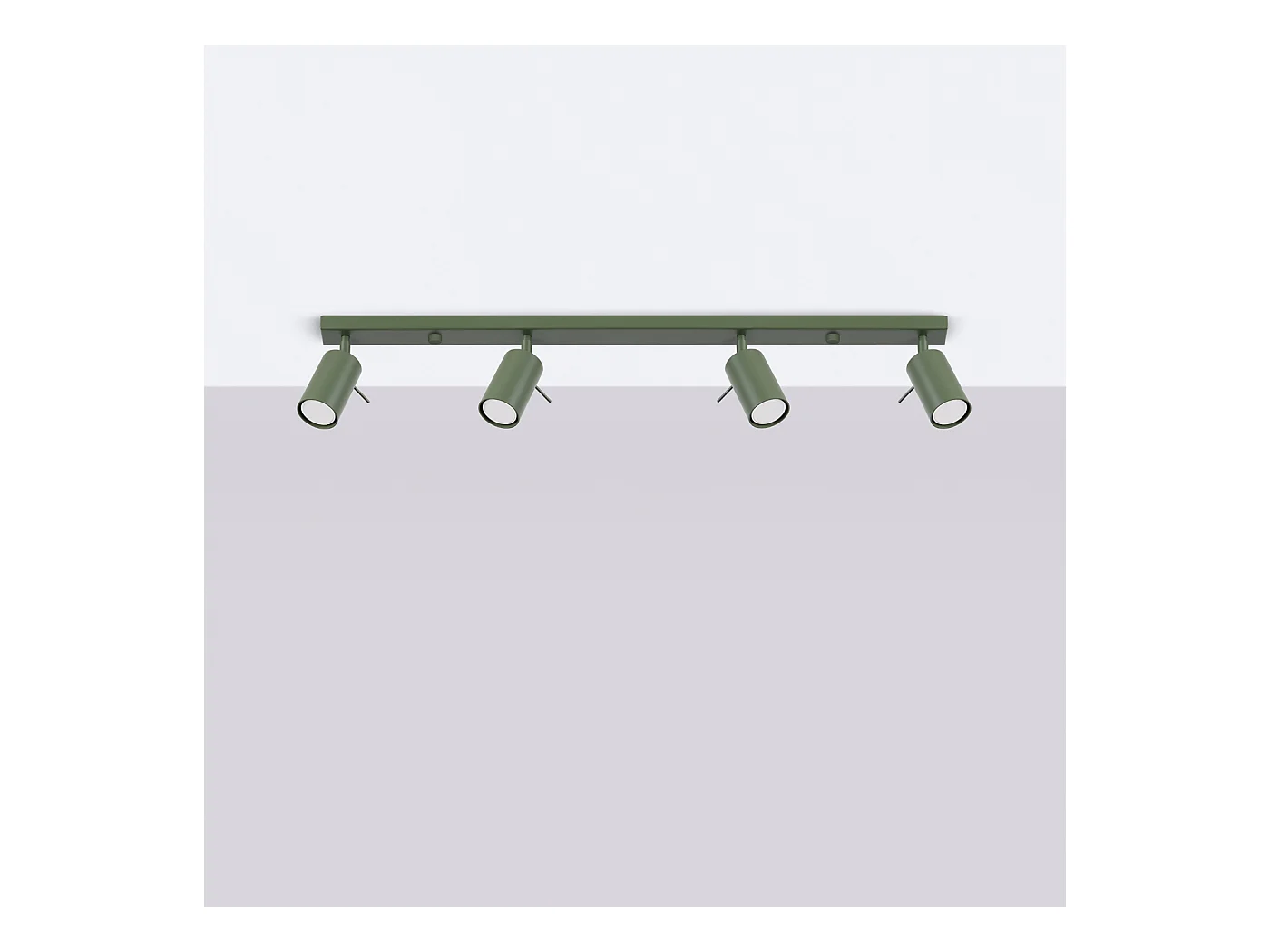 Plafonnier Briix moderne en acier - 4 sources lumineuses 3000K - L.81 x H.17 cm - vert olive