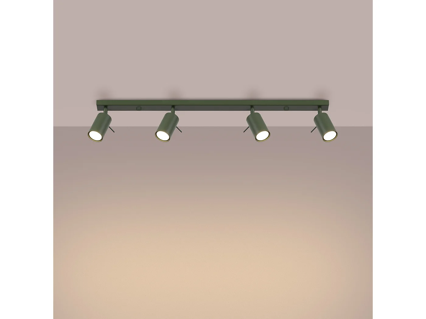 Plafonnier Briix moderne en acier - 4 sources lumineuses 3000K - L.81 x H.17 cm - vert olive