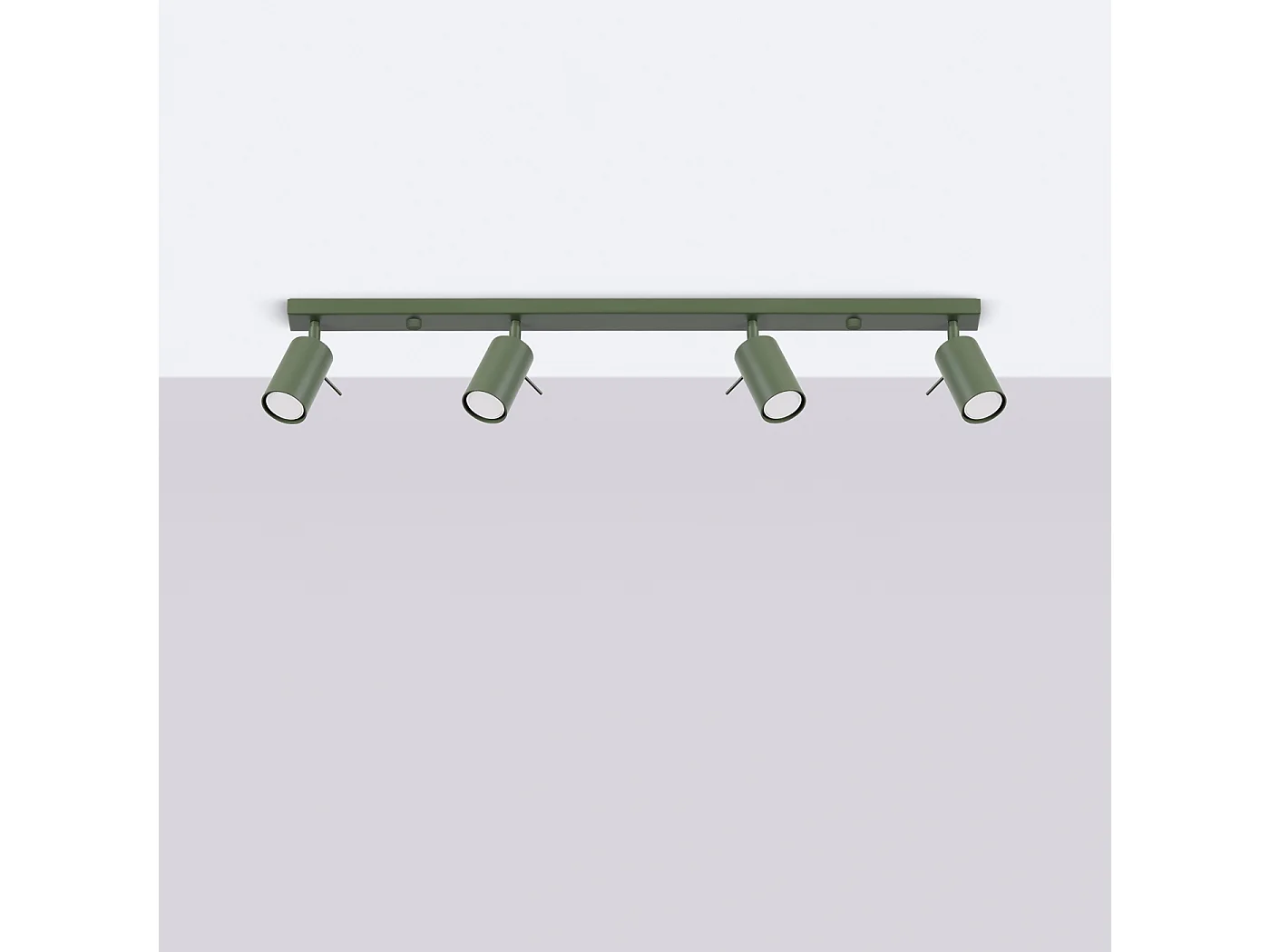 Plafonnier Briix moderne en acier - 4 sources lumineuses 3000K - L.81 x H.17 cm - vert olive