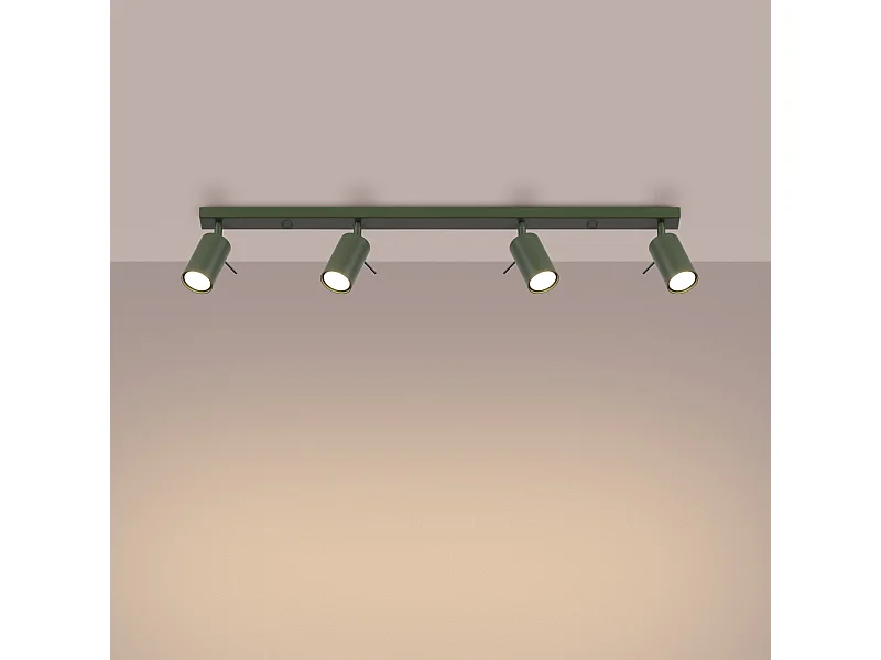 Lámpara de techo Briix moderno de acero - 4 fuentes luminosas 3000K - L.81 x A.17 cm - verde oliva