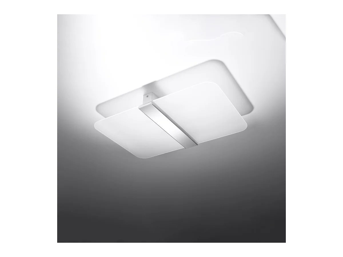 Plafonniers Feralia moderne en acier/verre - 4 sources lumineuses 3000K - L.45 x H.5,5 cm - chrome