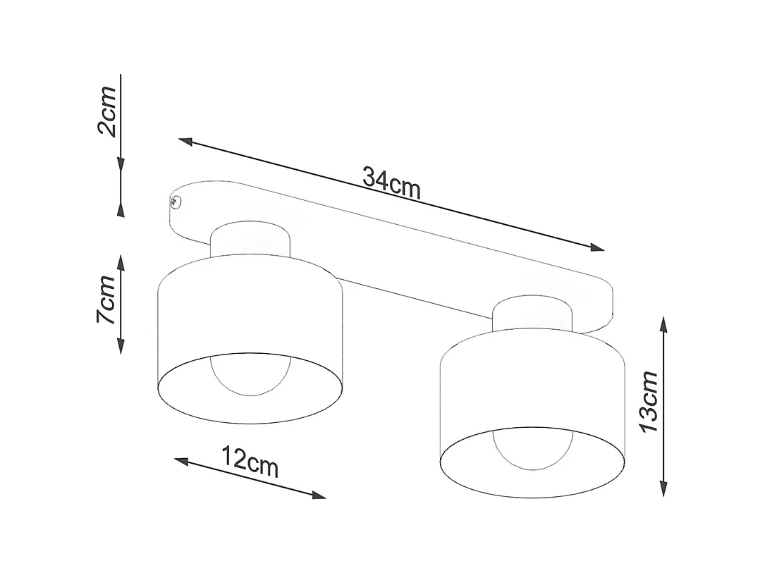 Plafondlampen Zavros modern van  - 2 lichtbronnen 3000K - L.34 x H.13 cm - zwart