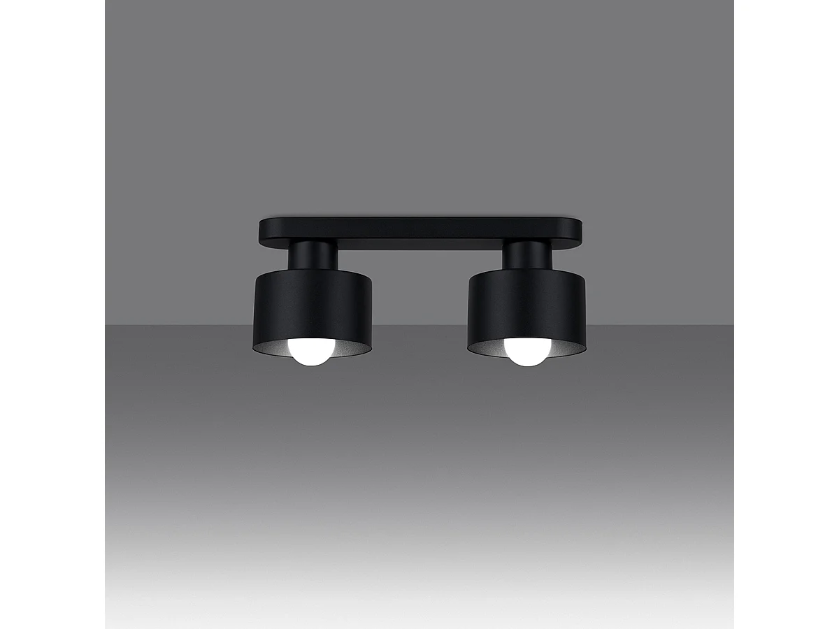 Plafonniers Zavros moderne en acier - 2 sources lumineuses 3000K - L.34 x H.13 cm - noir