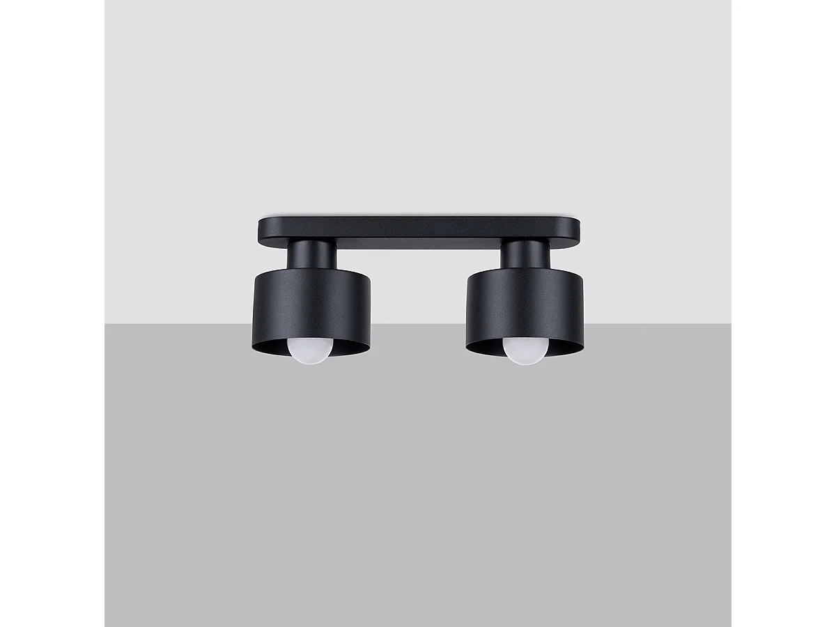 Plafonniers Zavros moderne en acier - 2 sources lumineuses 3000K - L.34 x H.13 cm - noir