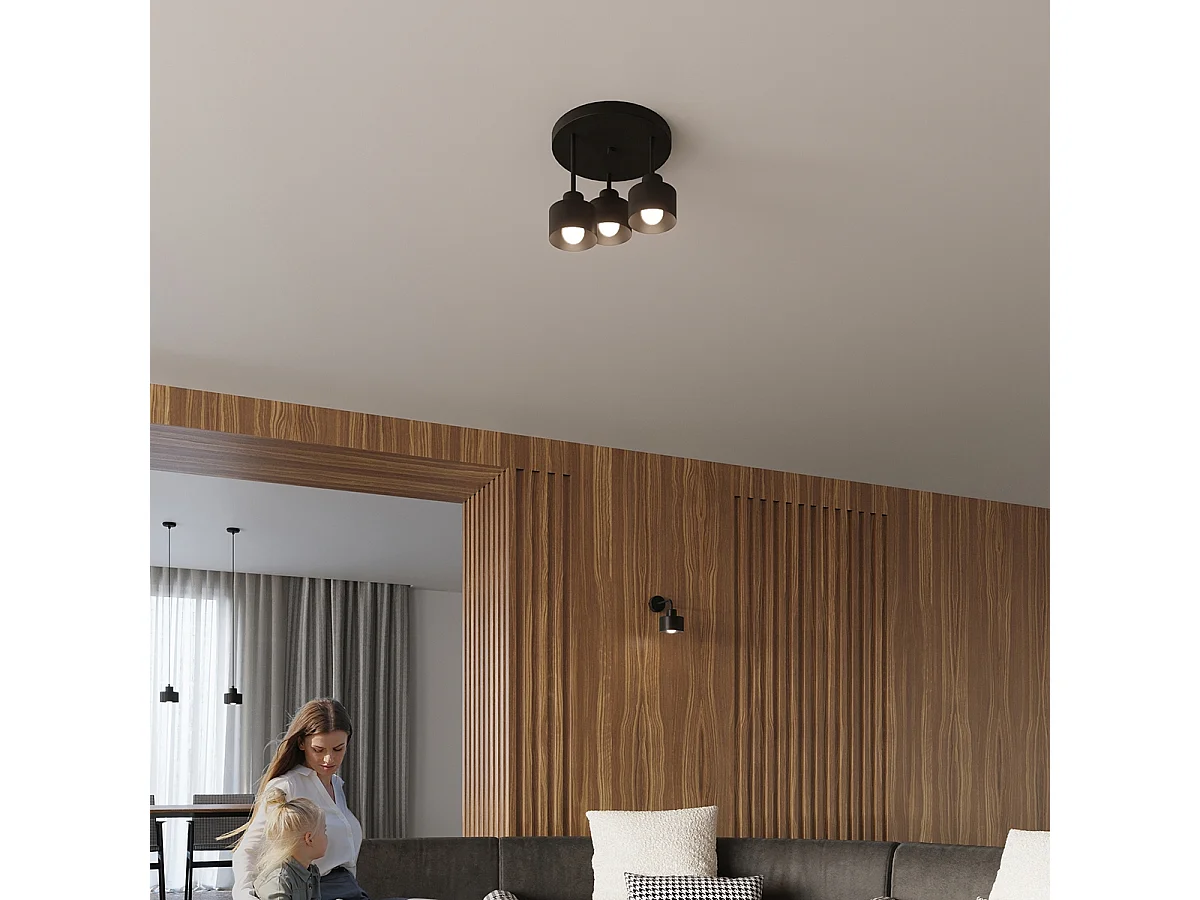 Plafonniers Zavros moderne en acier - 2 sources lumineuses 3000K - L.34 x H.13 cm - noir