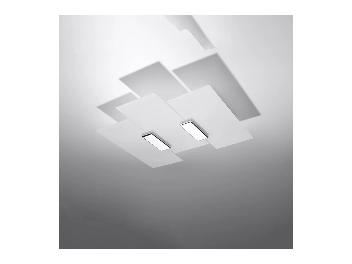 Plafonniers Fabulario moderne en acier/verre - 3 sources lumineuses 3000K - L.40 x H.7 cm - chromé/blanc