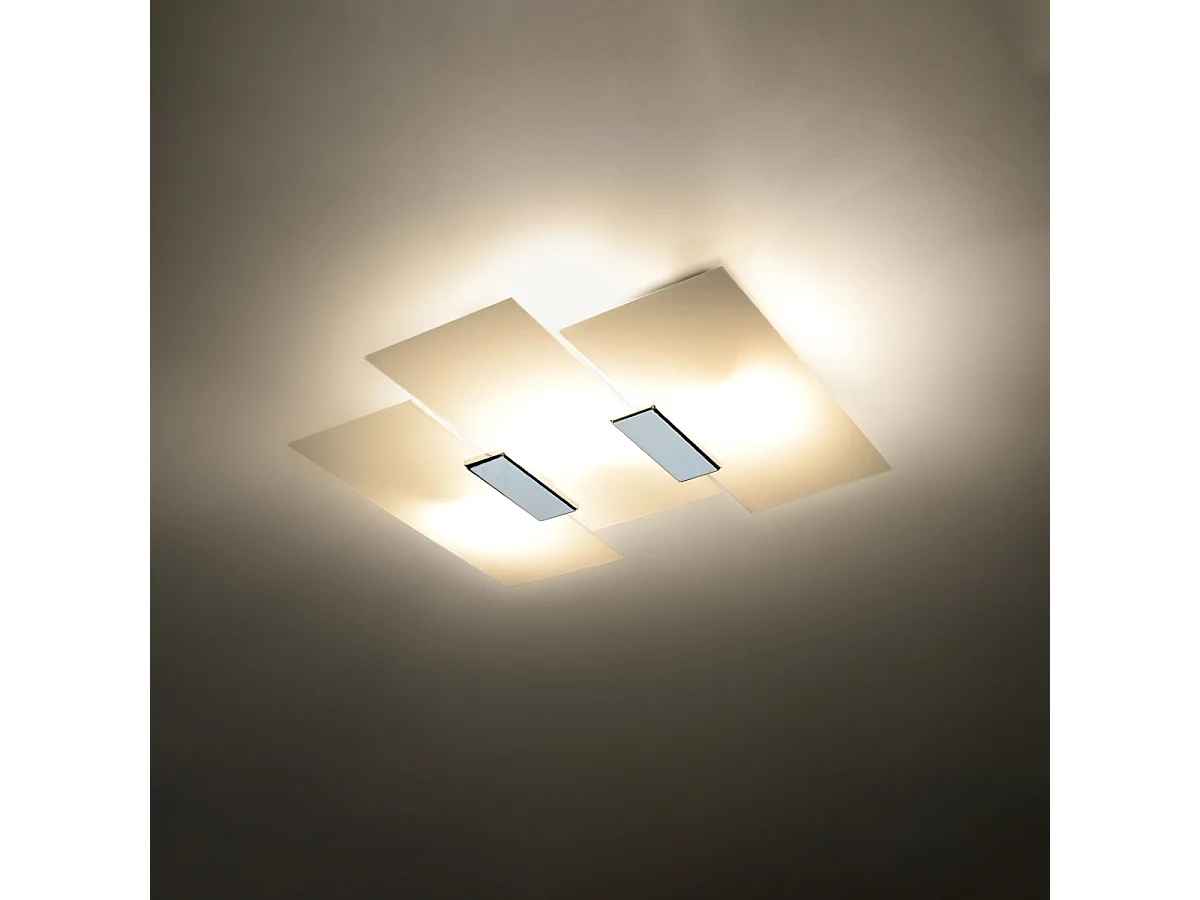 Plafondlampen Fabulario modern van  - 3 lichtbronnen 3000K - L.40 x H.7 cm - chroom/wit